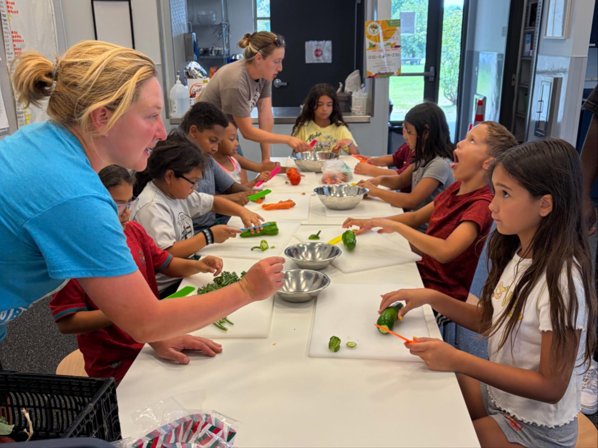 Kids learning about food grown on farm