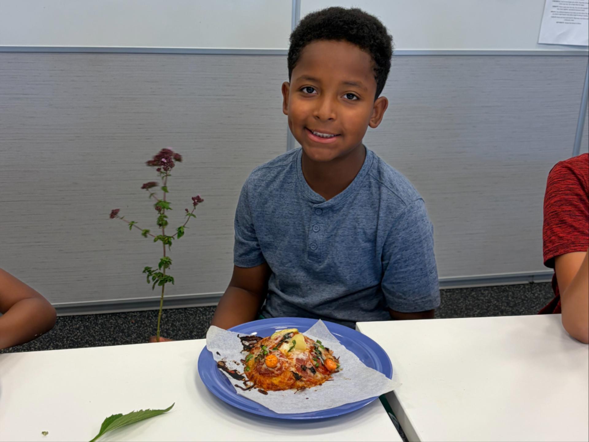 Kid eating meal from farm