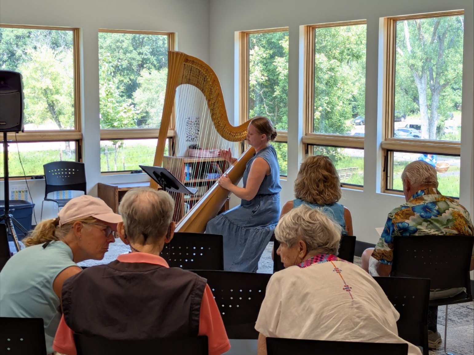 group listening to harp