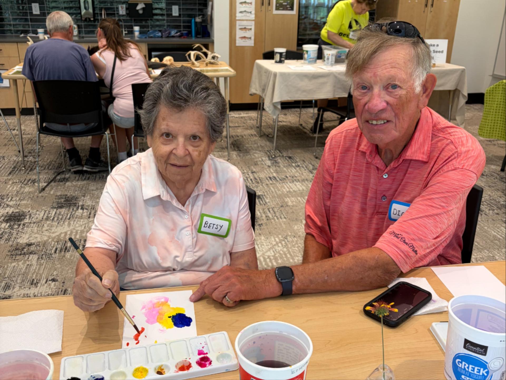 watercolor painting at table