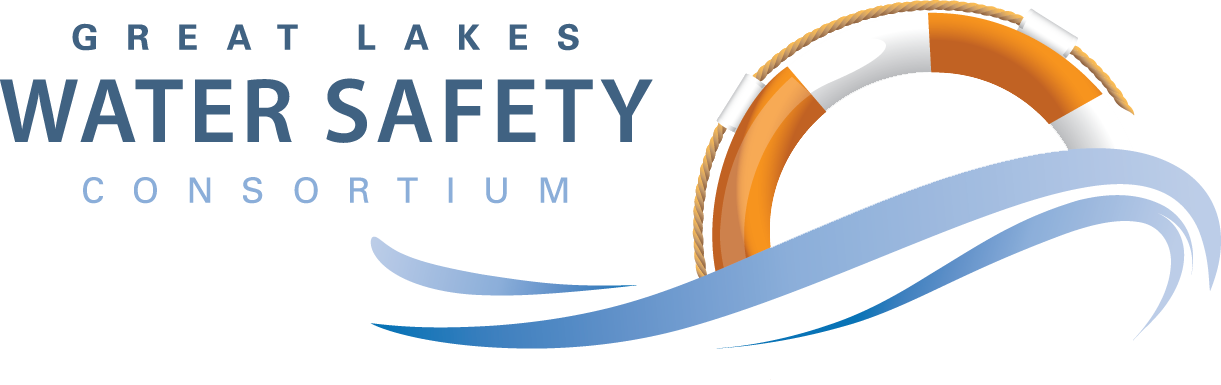 Blue and orange logo with lifering